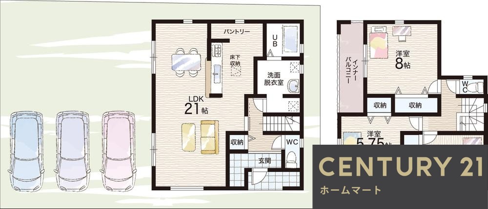 新築戸建 一戸建て下田西２（近鉄下田駅） 3580万円の詳細情報 奈良県香芝市下田西２ 写真8 センチュリー21ホームマート