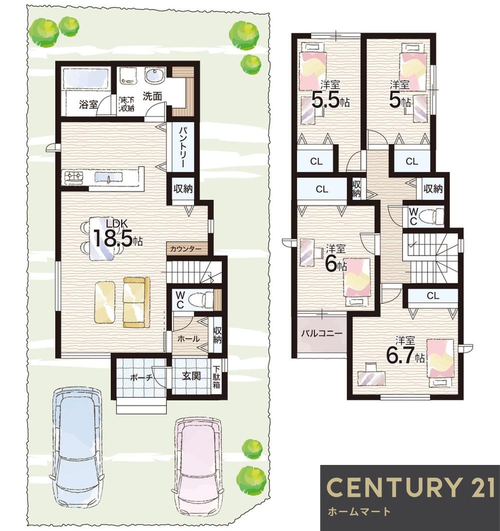 新築戸建 NEW一戸建て鹿の子台北町５（神鉄道場駅） 3780万円～4180万円の詳細情報 兵庫県神戸市北区鹿の子台北町５ 写真16 センチュリー21ホームマート