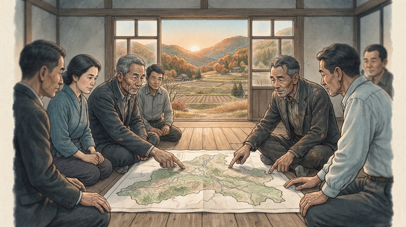 広瀬郡の「広」と馬見丘陵の「陵」が広陵の町名になる模式図