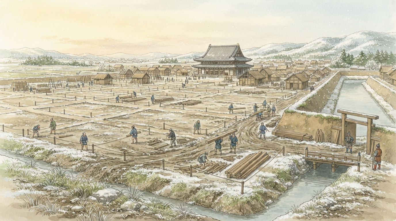 富田林市―古代寺院から寺内町、鉄道郊外への「富田林寺内町―宗教と自治の町を開く」を表す歴史イメージ